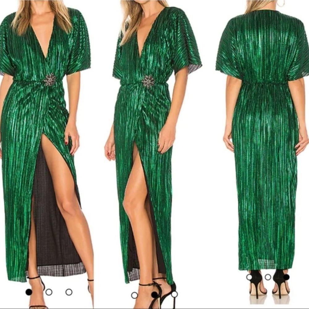 House of Harlow 1960 Green Pleated Maxi Dress | Size XS | NWT